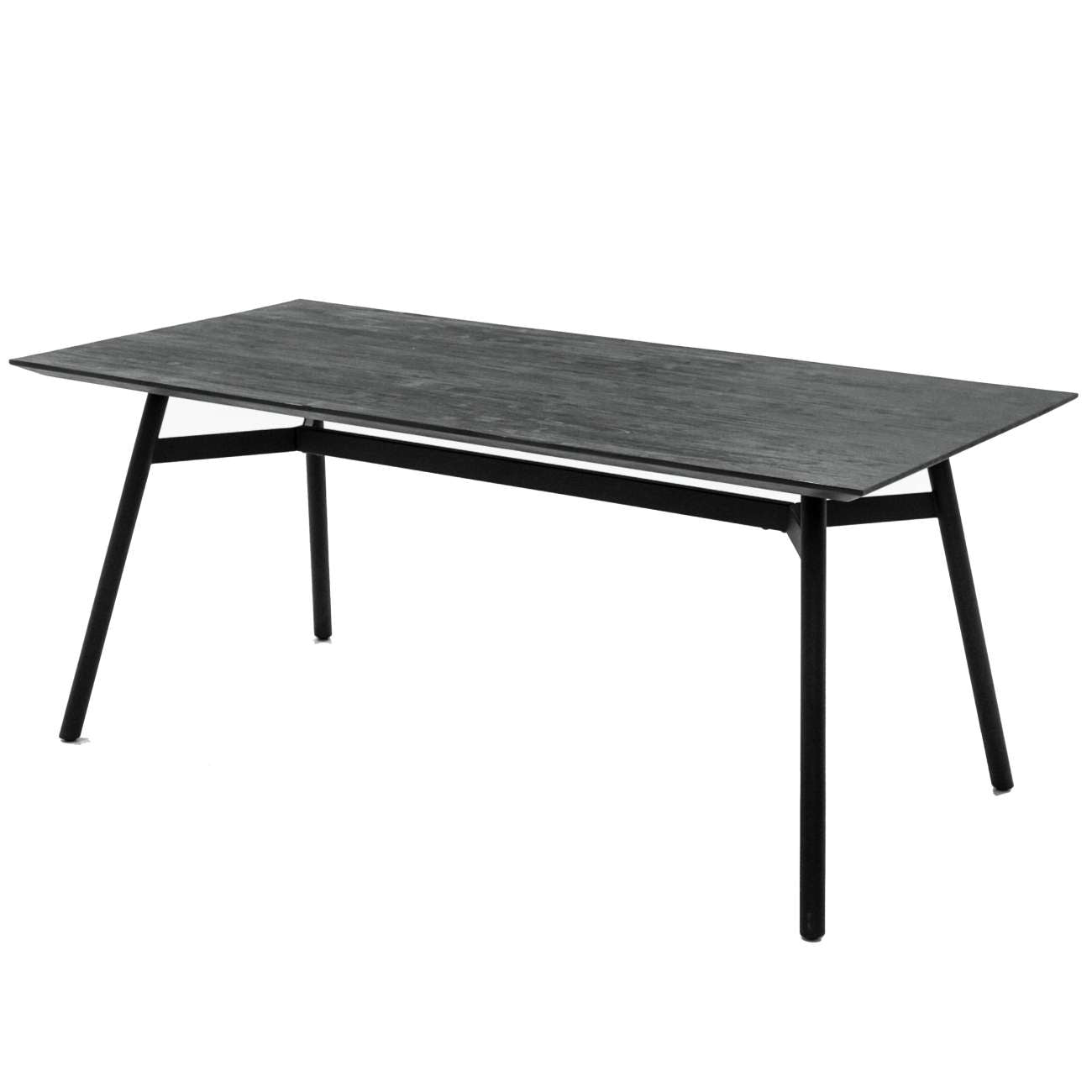 Bronks Black Acacia Wood Fixed Dining Table | 6 Seater