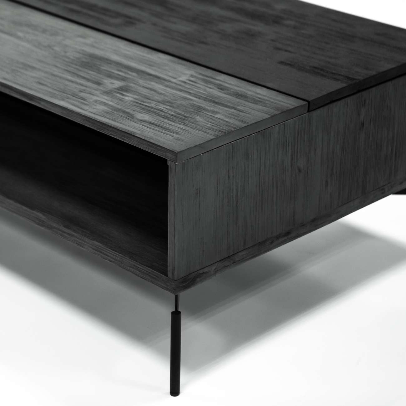 Bronks Black Acacia Wood Coffee Table with Motion Top Mechanism