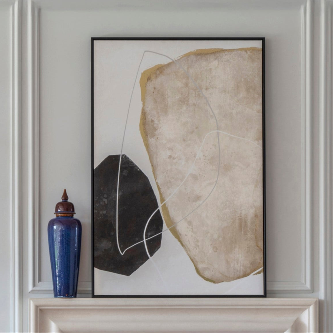 Framed Abstract Taupe Gold Canvas Wall Art