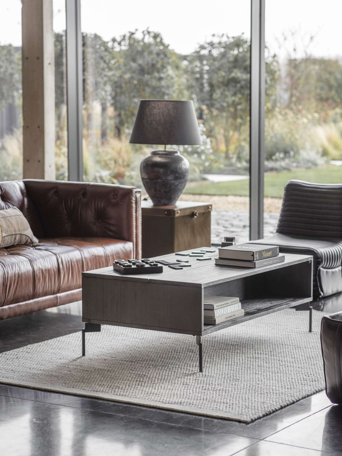 Skyline Black Terracotta Table Lamp with Shade Large