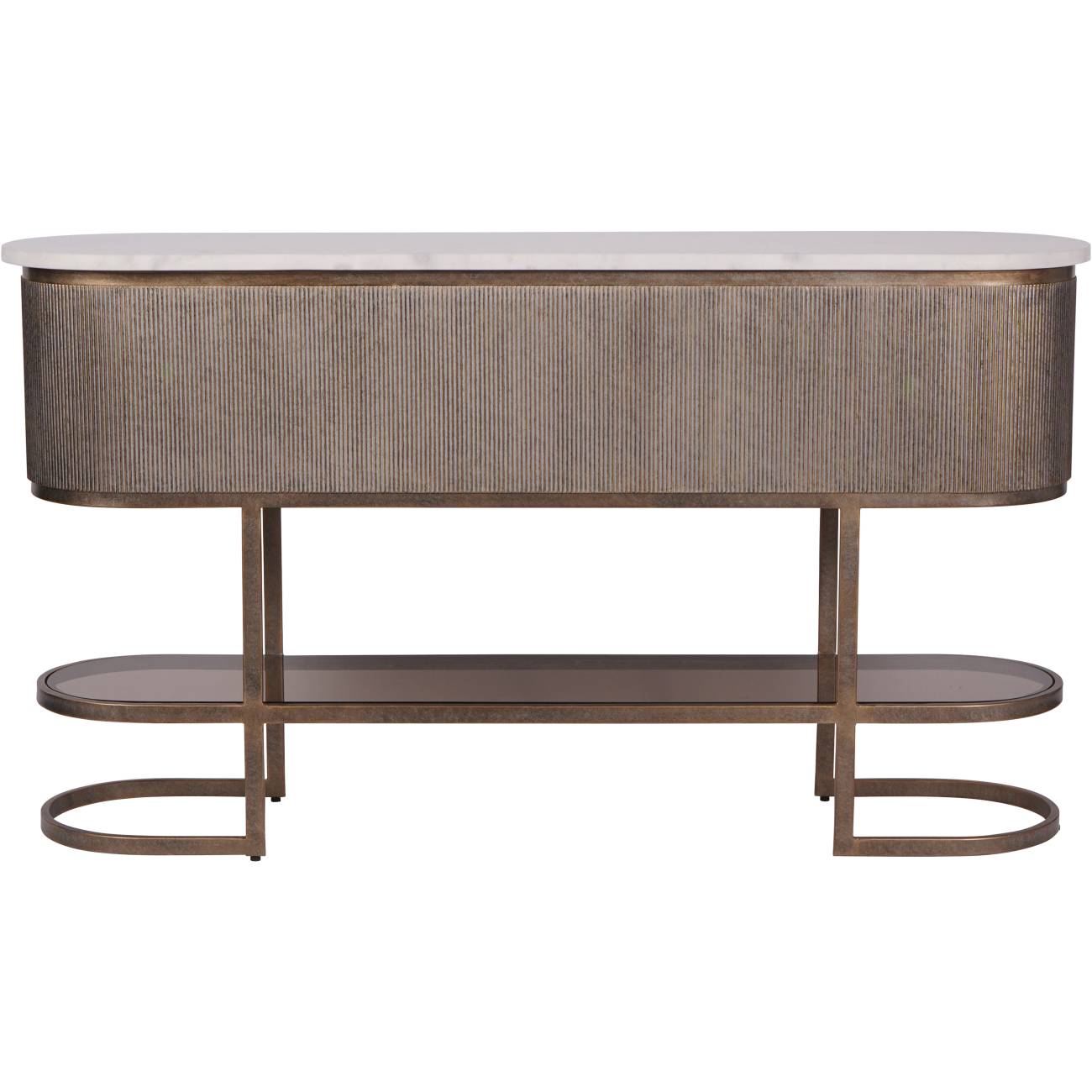 Belvedere Aged Gold & White Marble Console Table