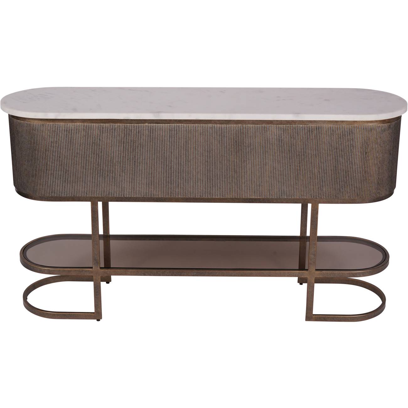 Belvedere Aged Gold & White Marble Console Table