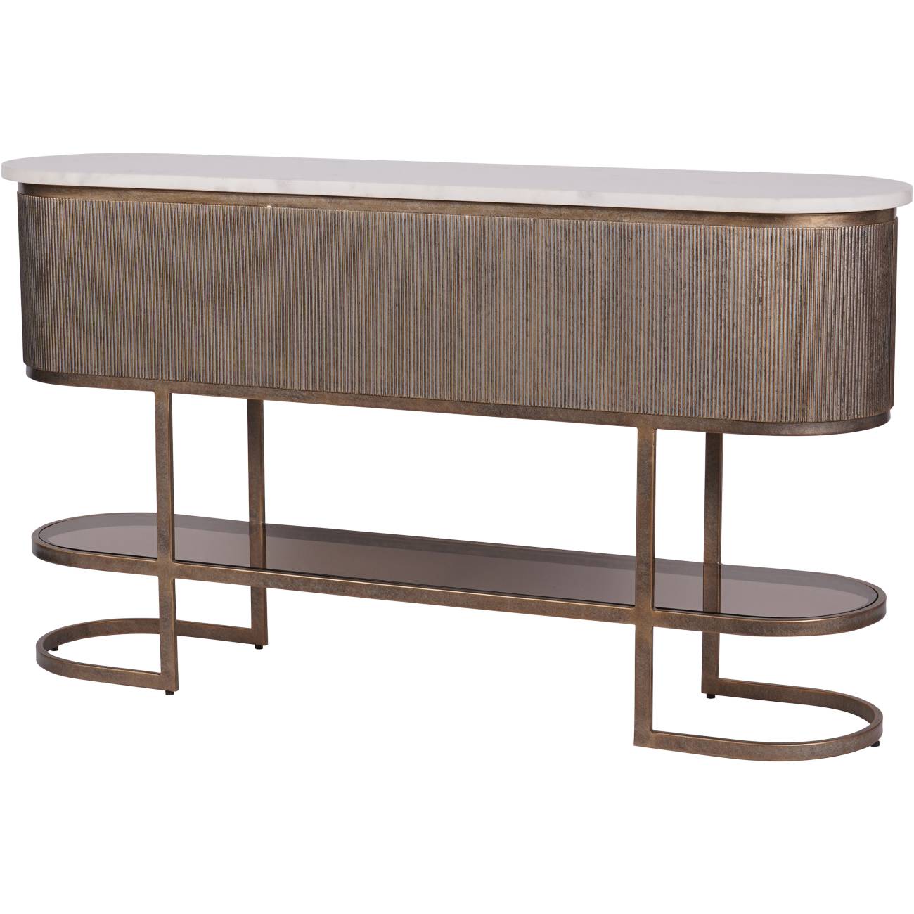 Belvedere Aged Gold & White Marble Console Table