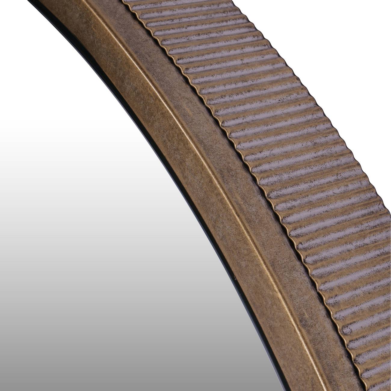 Belvedere Aged Gold Ribbed Round Wall Mirror