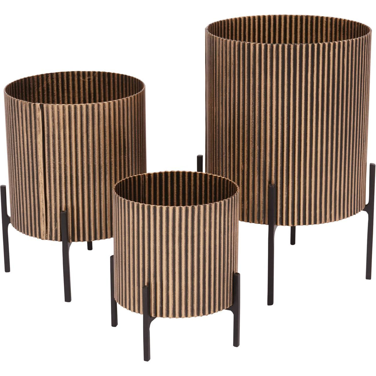Set of 3 Belvedere Aged Gold Planters