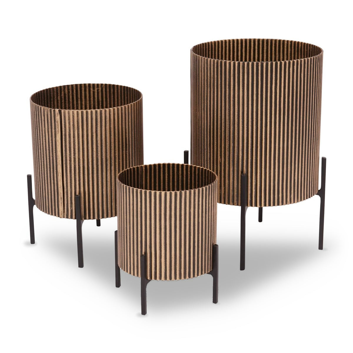Set of 3 Belvedere Aged Gold Planters
