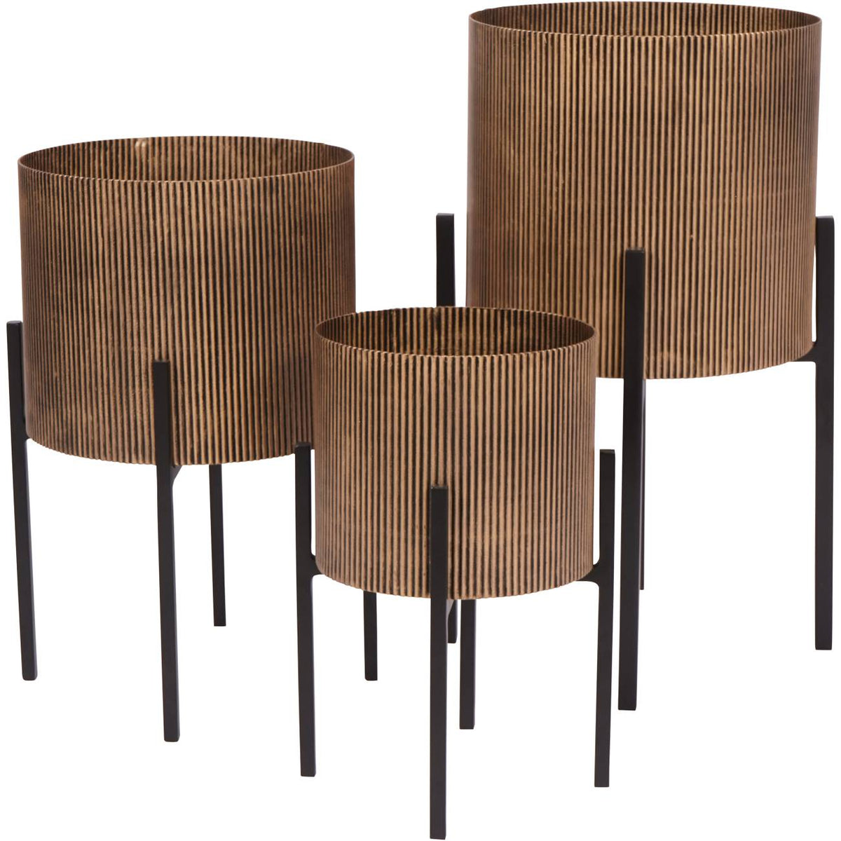 Set of 3 Belvedere Aged Gold Tall Planters
