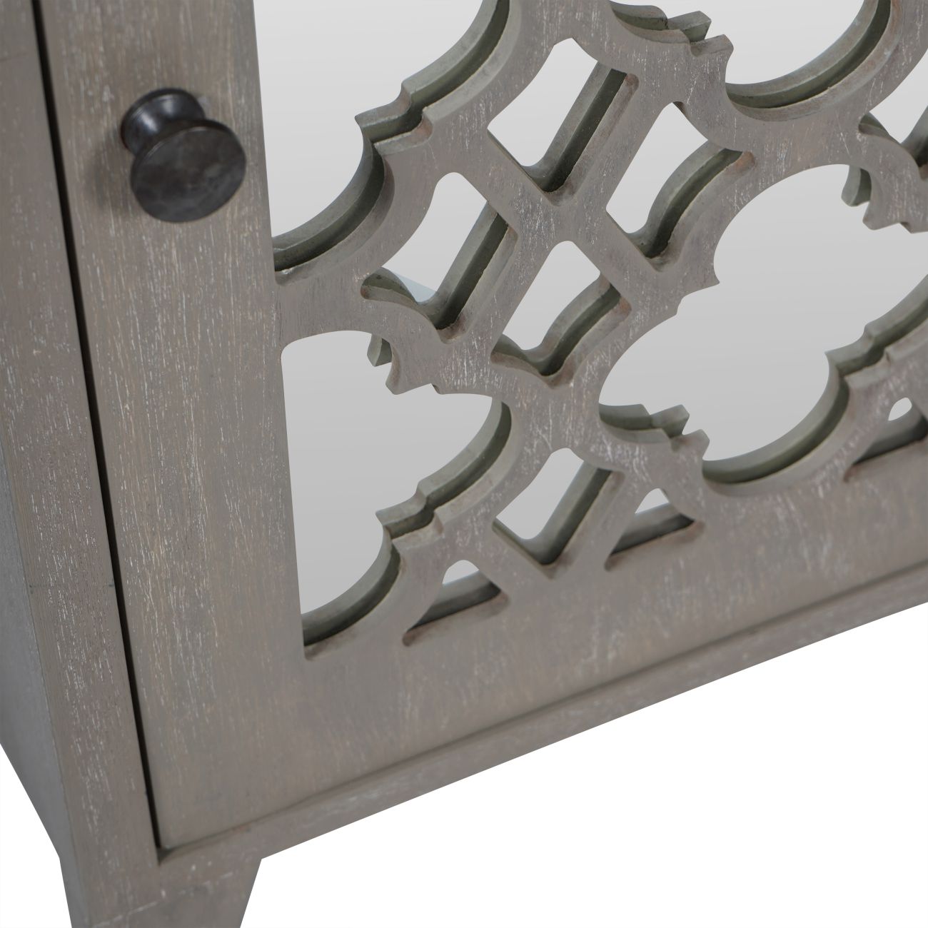 Laura Ashley Grey Greystead Wooden Mirrored Bedside Table