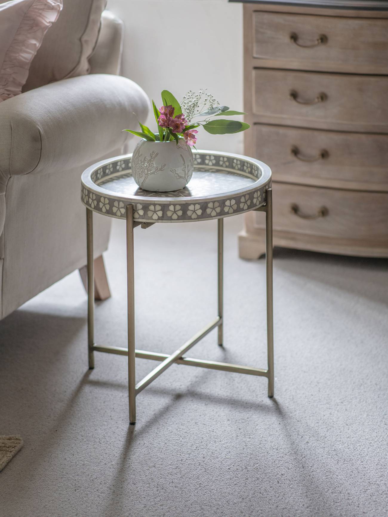Laura Ashley Gold & Grey Epsley Side Table