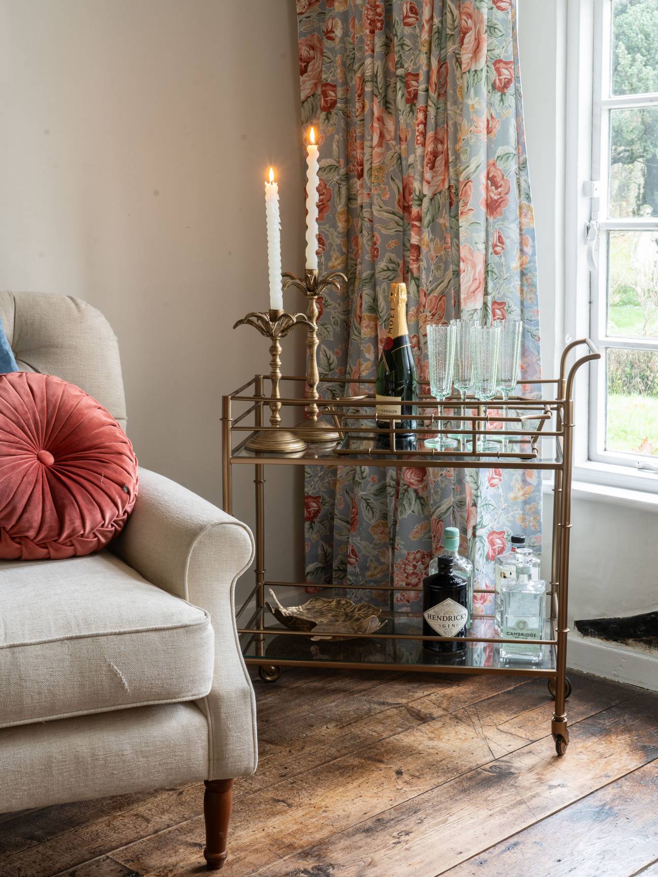 Laura Ashley Antique Brass Palm Tree Candlestick Holder Small