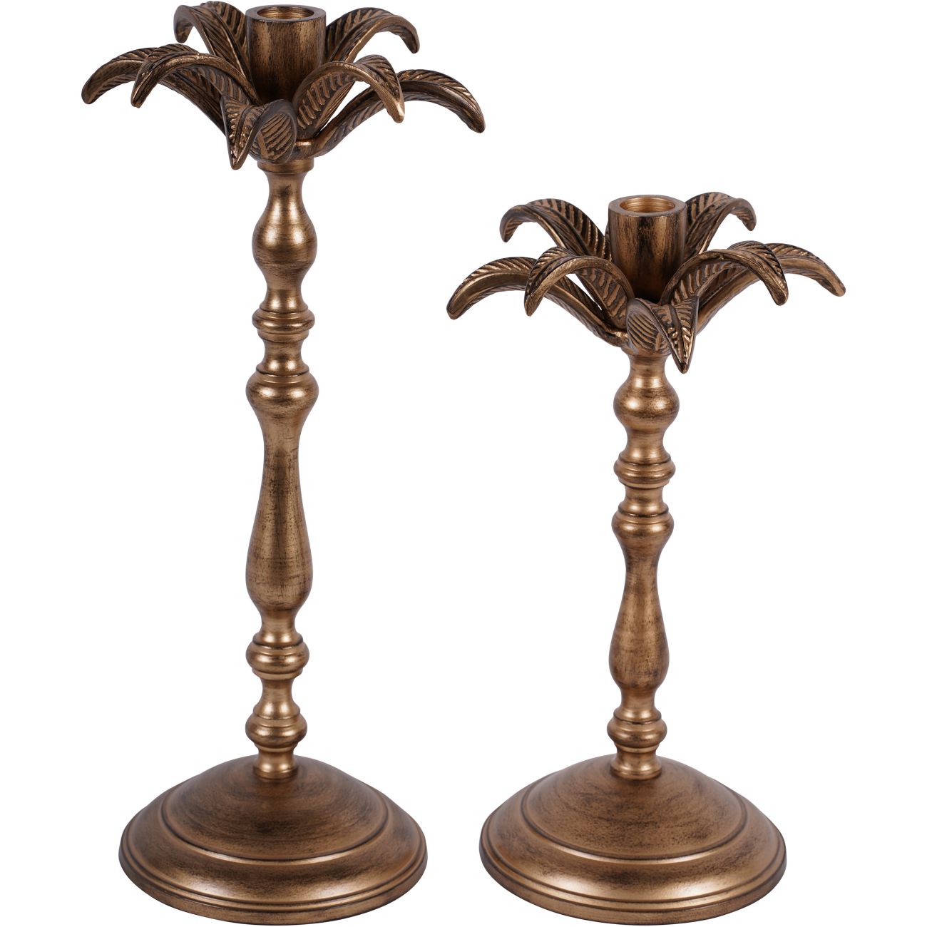 Laura Ashley Antique Brass Palm Tree Candlestick Holder Small