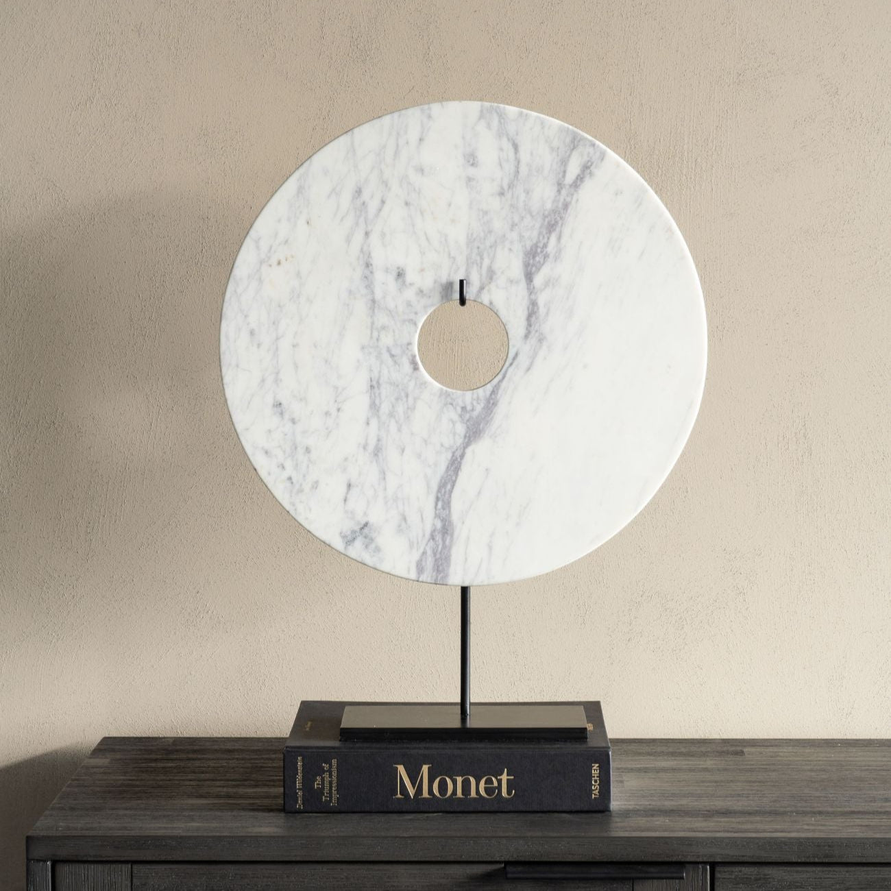 Castello White Marble Disc Ornament