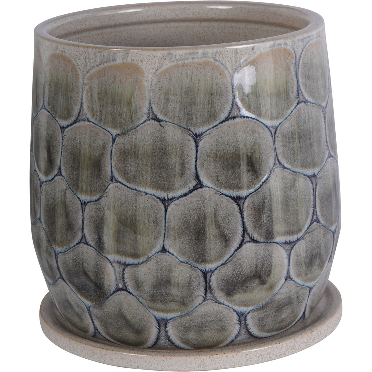 Armadillo Azure Blue & Taupe Ceramic Planter | Medium