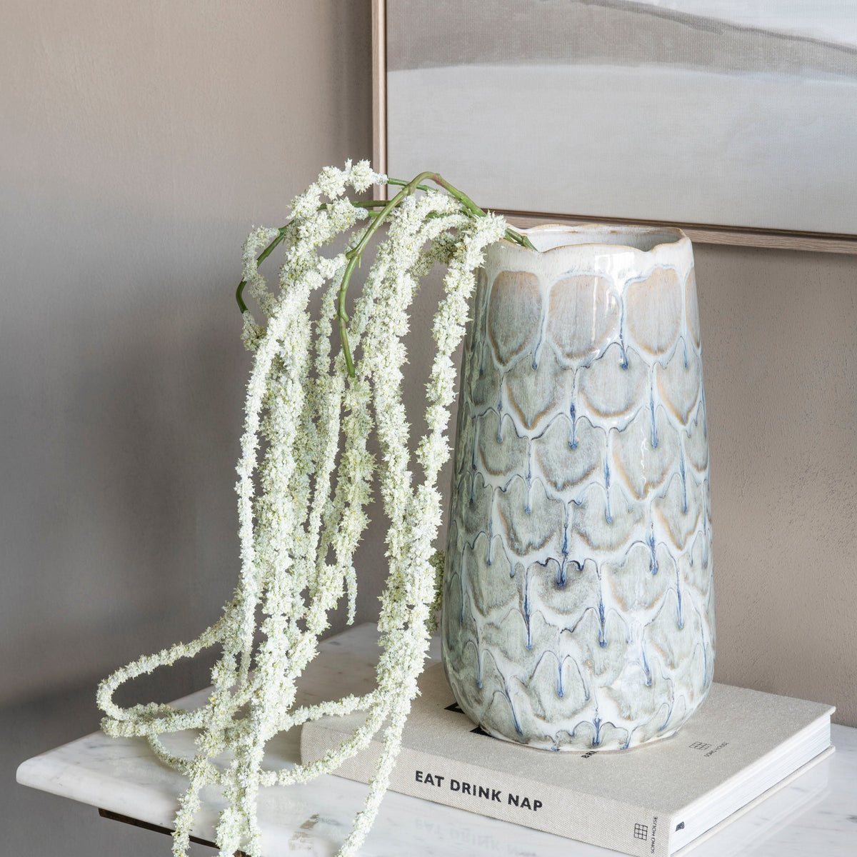 Armadillo Azure Blue & Taupe Ceramic Vase