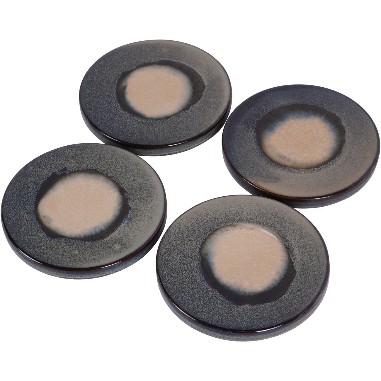 Set of 4 Reactive Glazed Medway Blue Round Coasters
