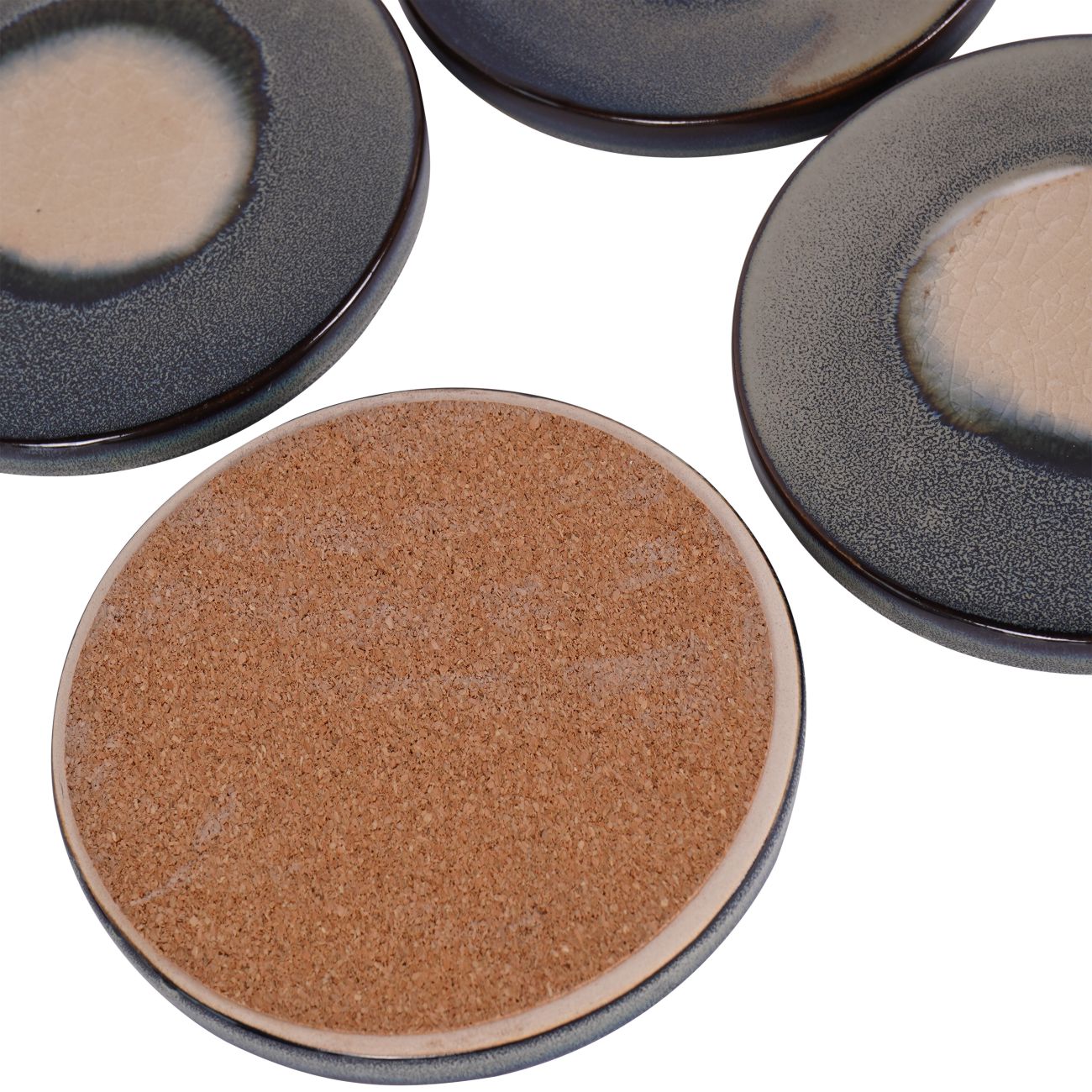 Set of 4 Reactive Glazed Medway Blue Round Coasters