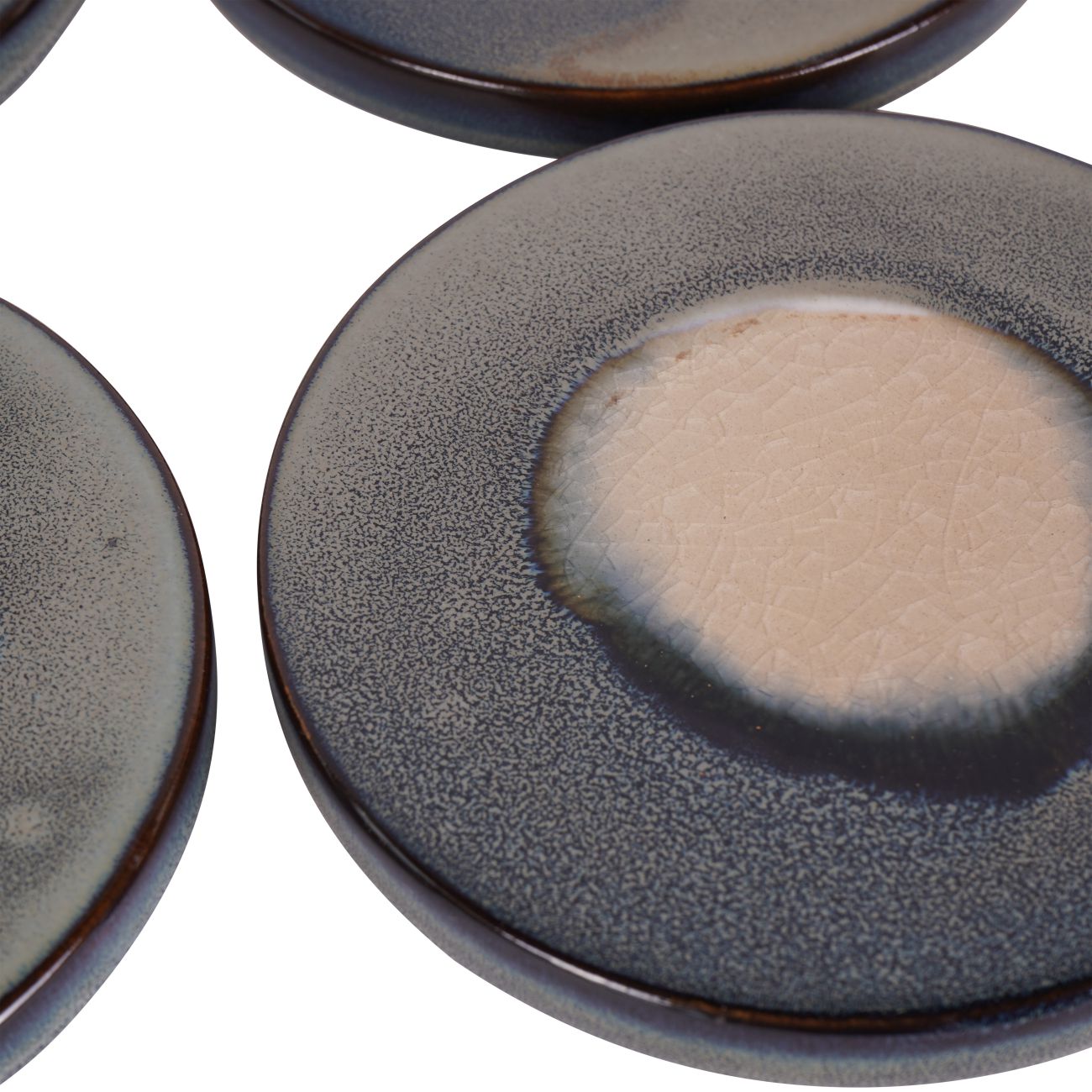 Set of 4 Reactive Glazed Medway Blue Round Coasters