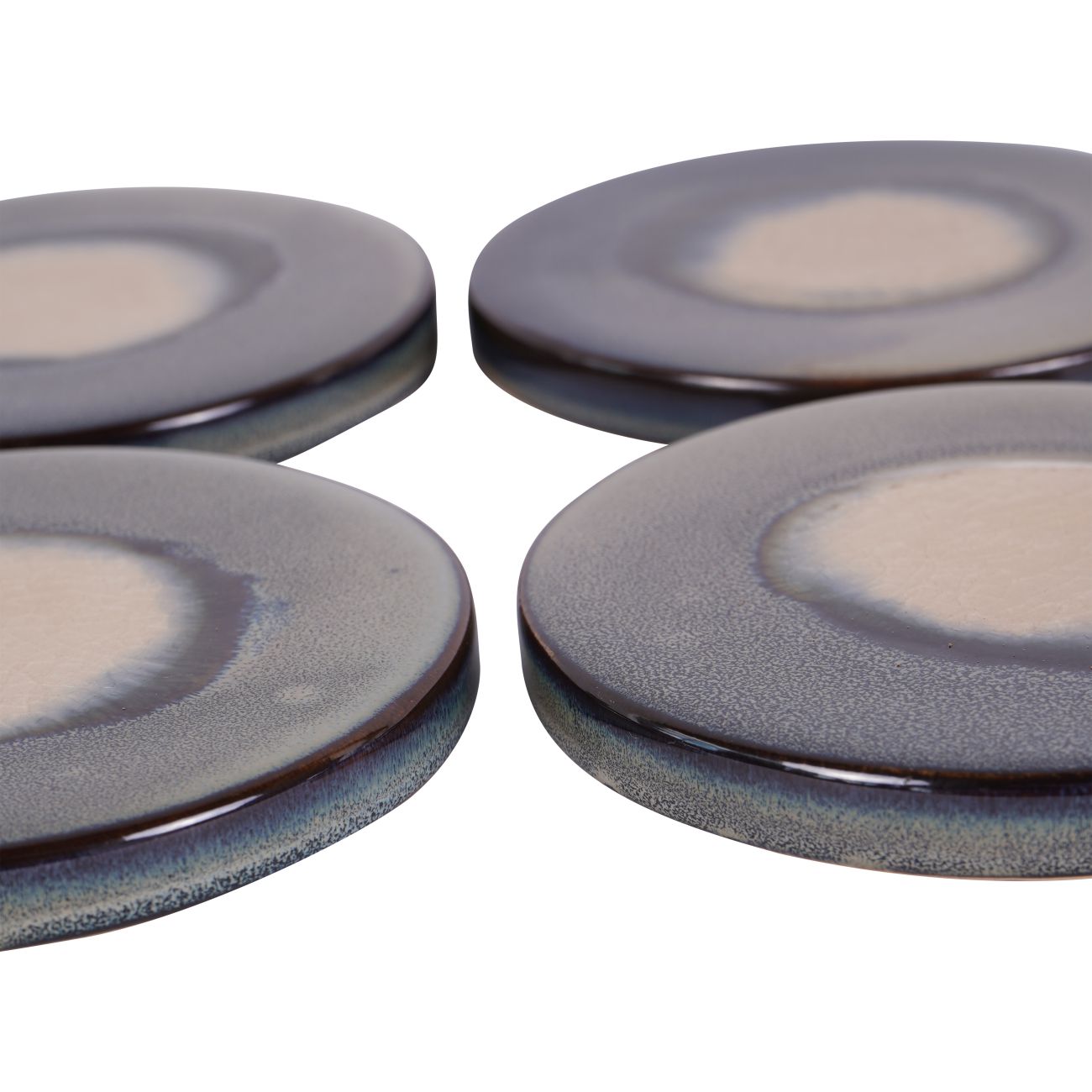 Set of 4 Reactive Glazed Medway Blue Round Coasters