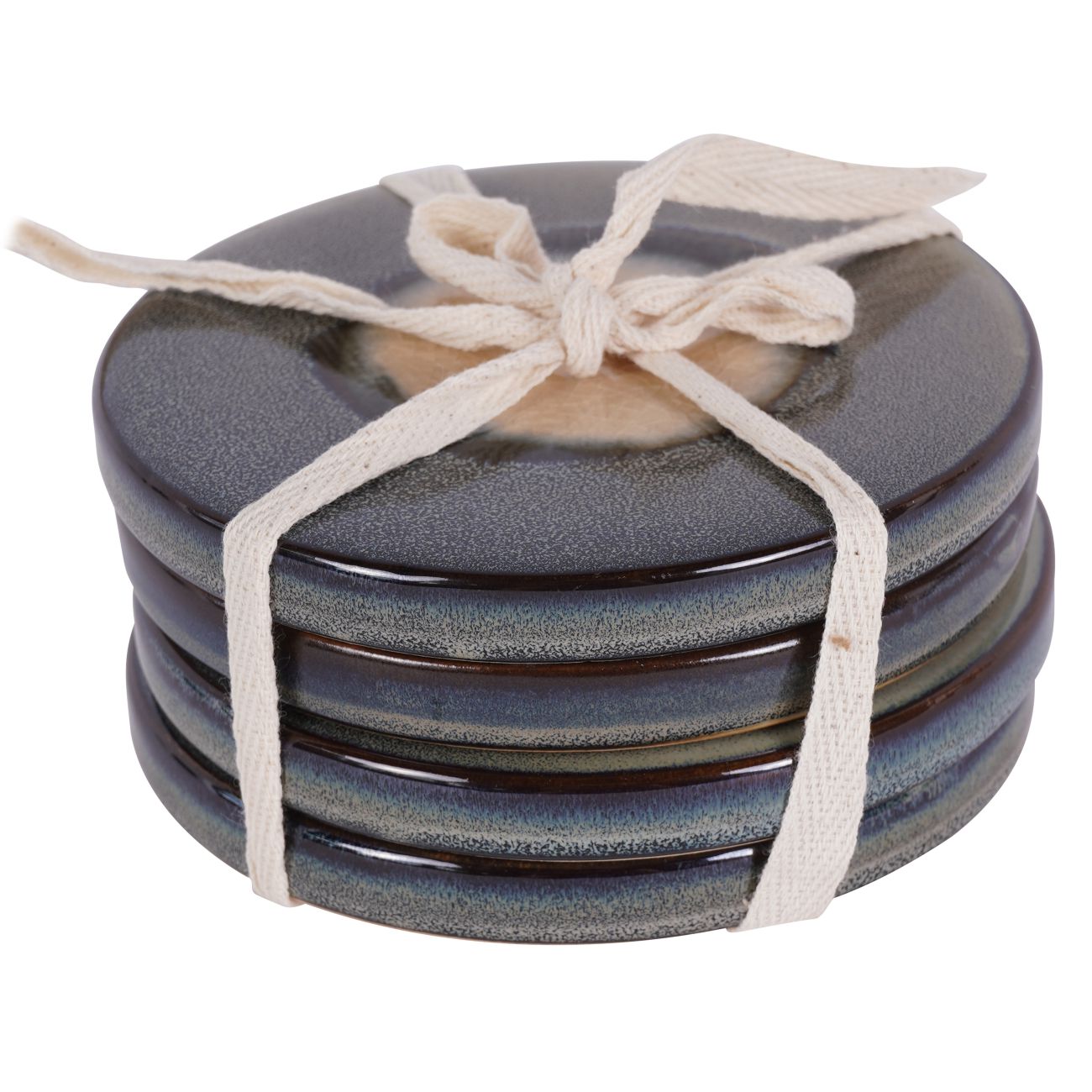 Set of 4 Reactive Glazed Medway Blue Round Coasters