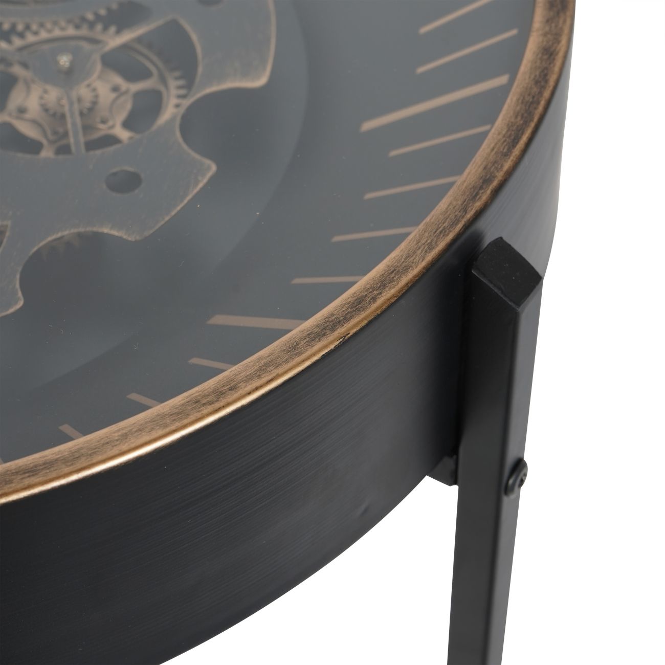 Palladium Black & Gold Moving Dials Clock Side Table