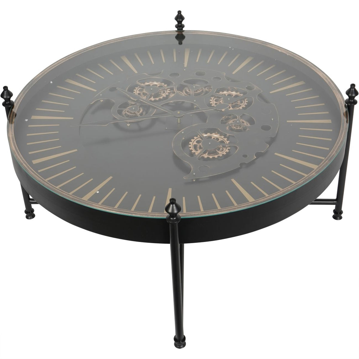 Palladium Black & Gold Moving Dials Clock Coffee Table