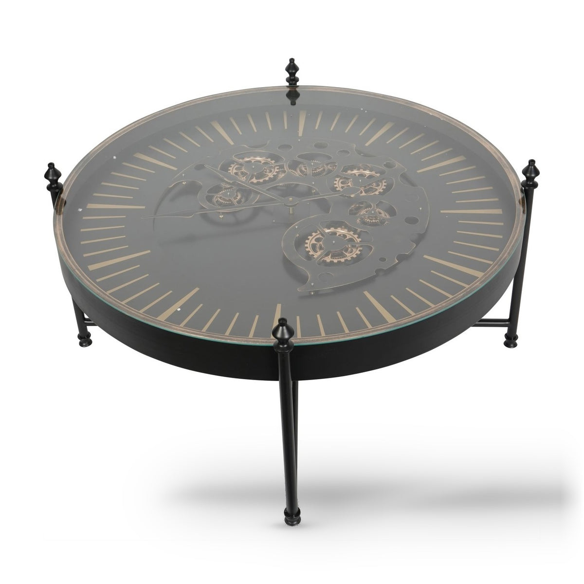 Palladium Black & Gold Moving Dials Clock Coffee Table