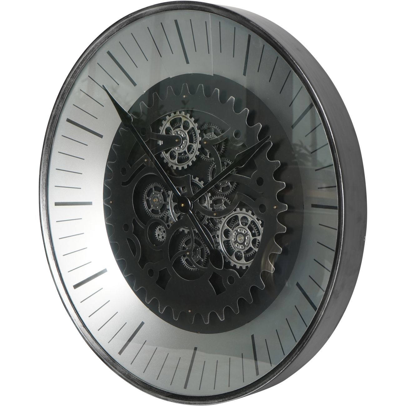 Palladium Black & Nickel Moving Dials Wall Clock Medium