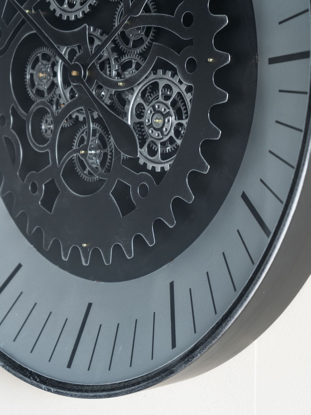 Palladium Black & Nickel Moving Dials Wall Clock Medium