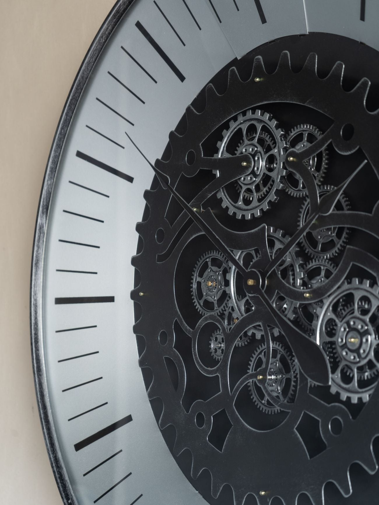 Palladium Black & Nickel Moving Dials Wall Clock Medium