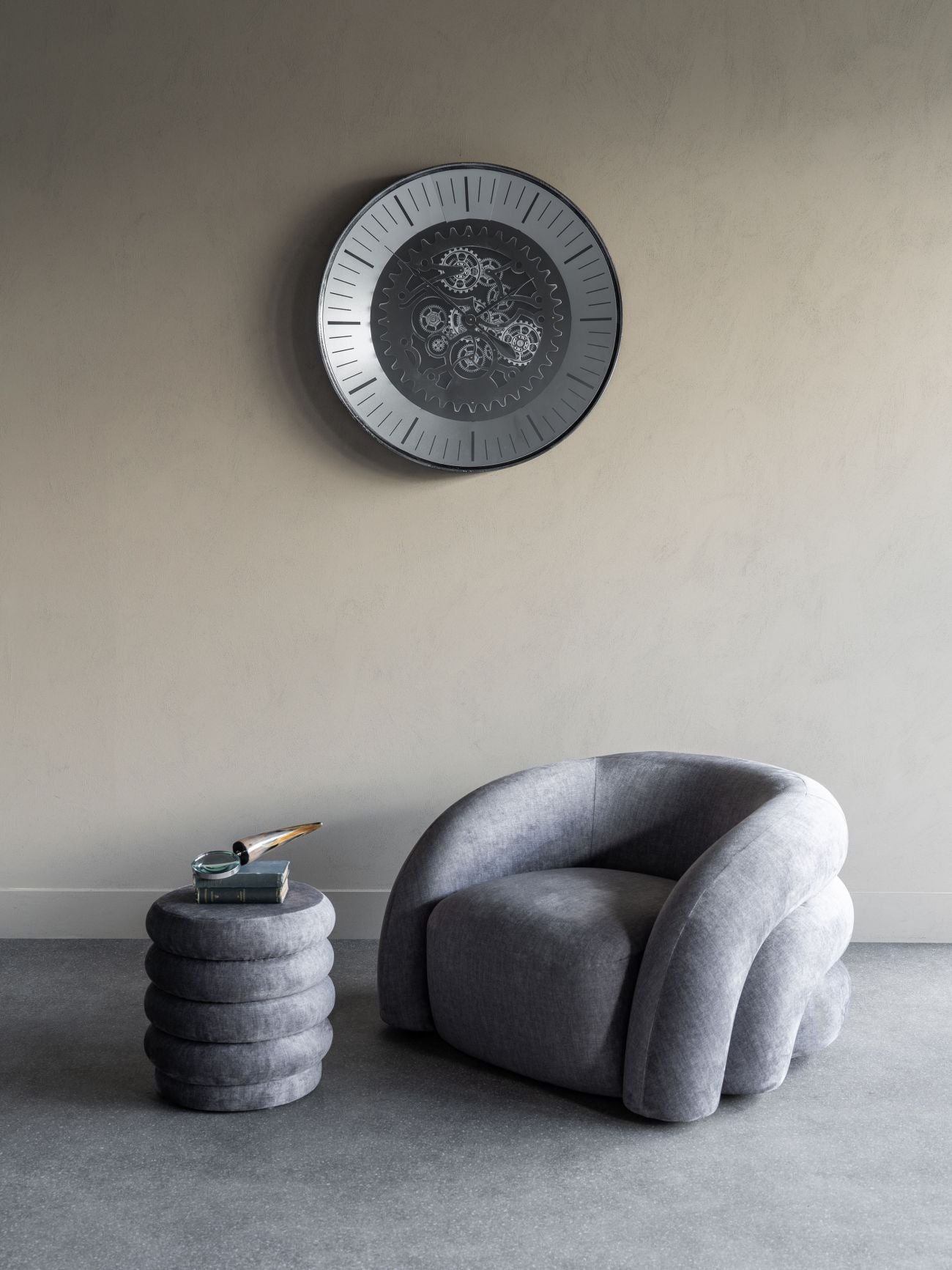 Palladium Black & Nickel Moving Dials Wall Clock Medium