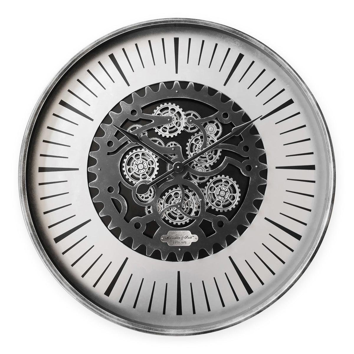 Palladium Black & Nickel Moving Dials Wall Clock 100cm