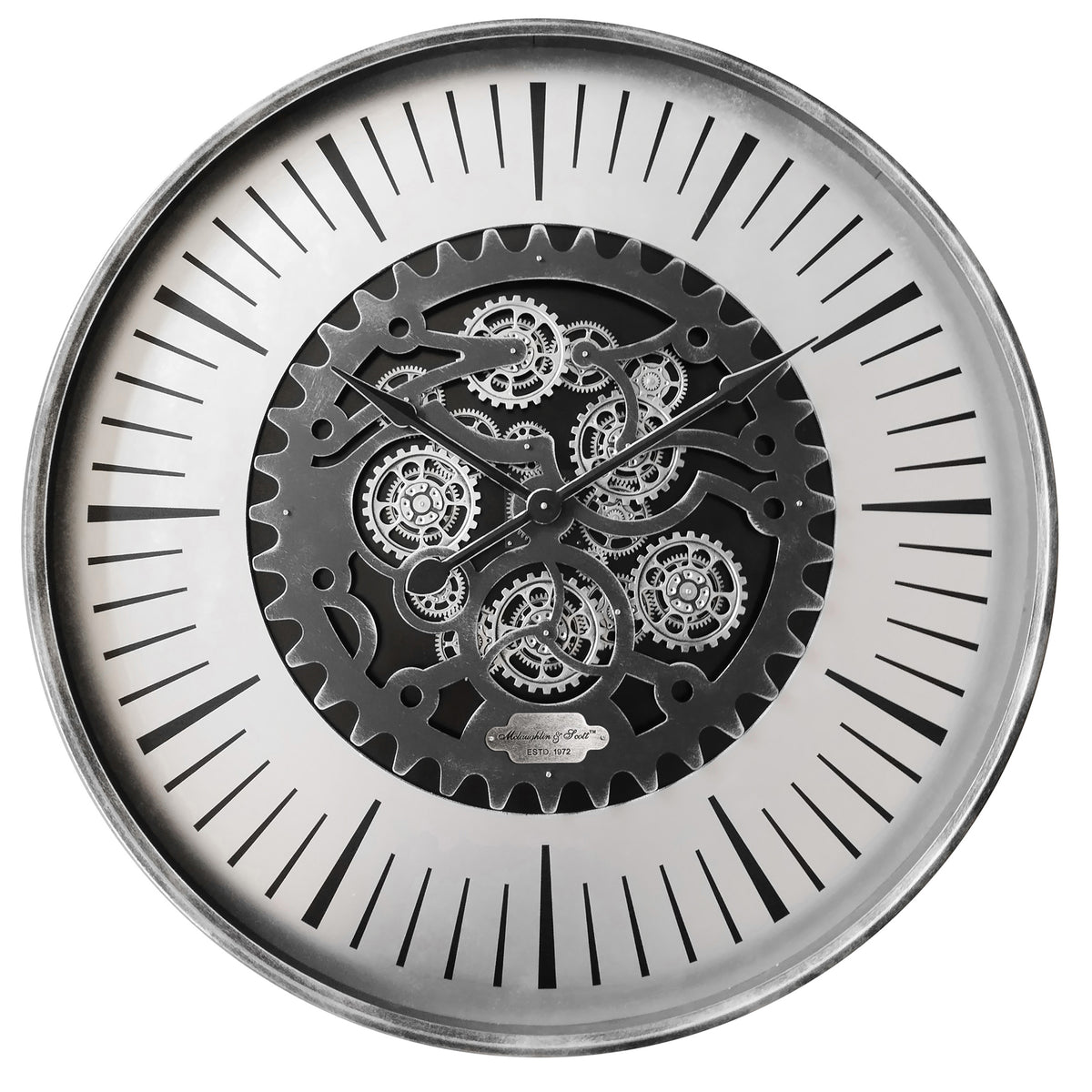 Palladium Black & Nickel Moving Dials Wall Clock 100cm