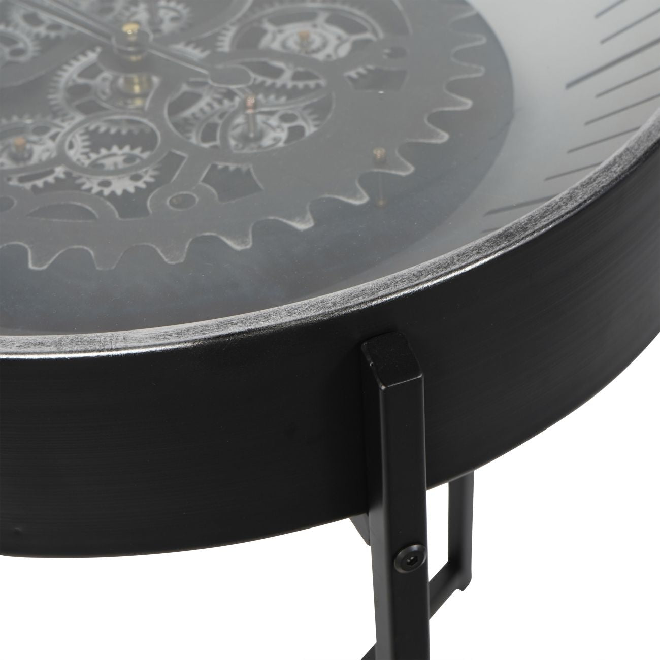 Palladium Black & Glass Moving Dials Clock Side Table