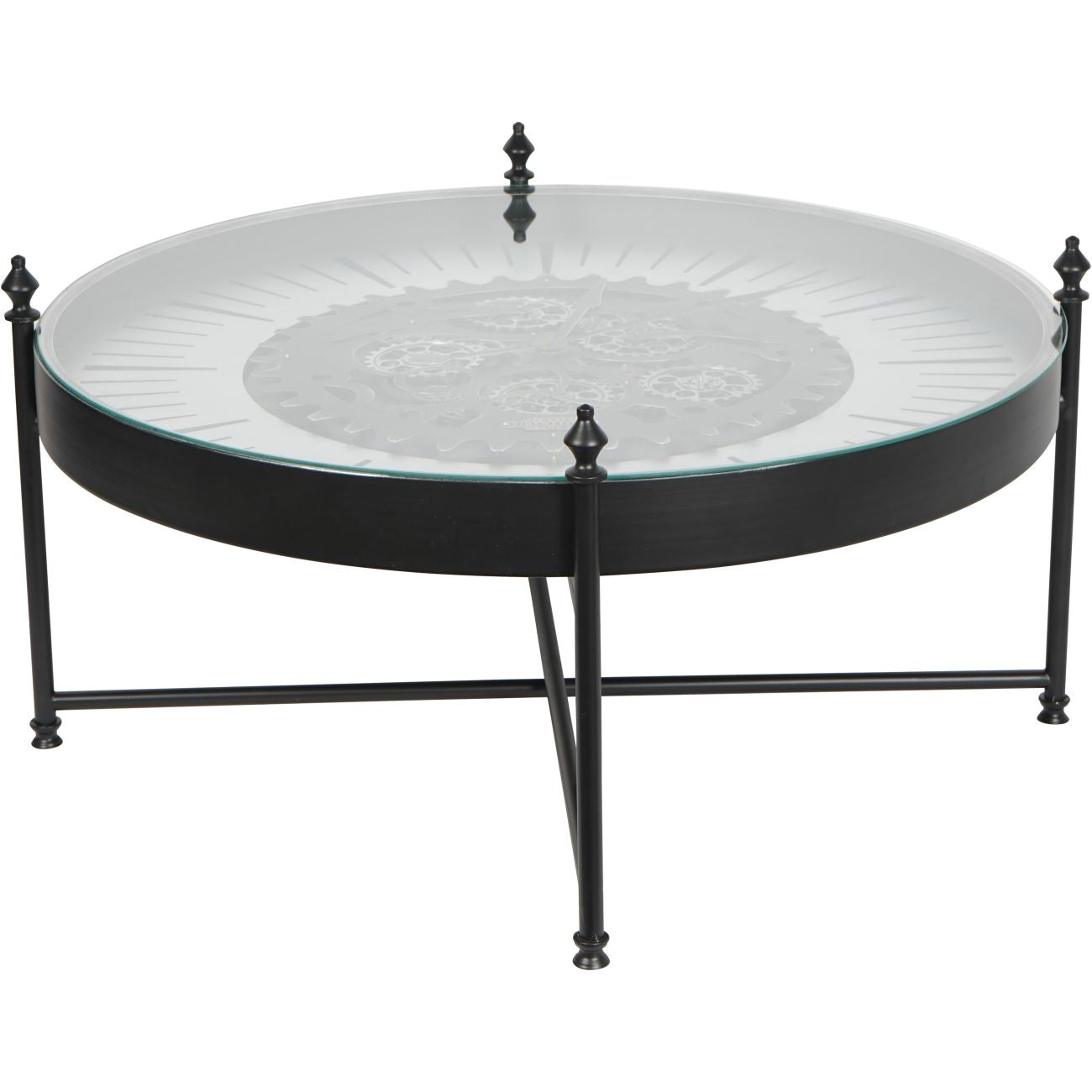 Palladium Black & Glass Moving Dials Clock Coffee Table