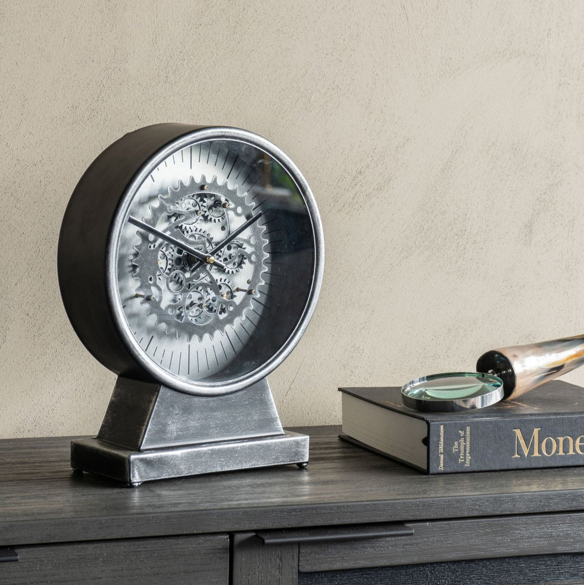Palladium Antique Silver Moving Dials Mantel Clock