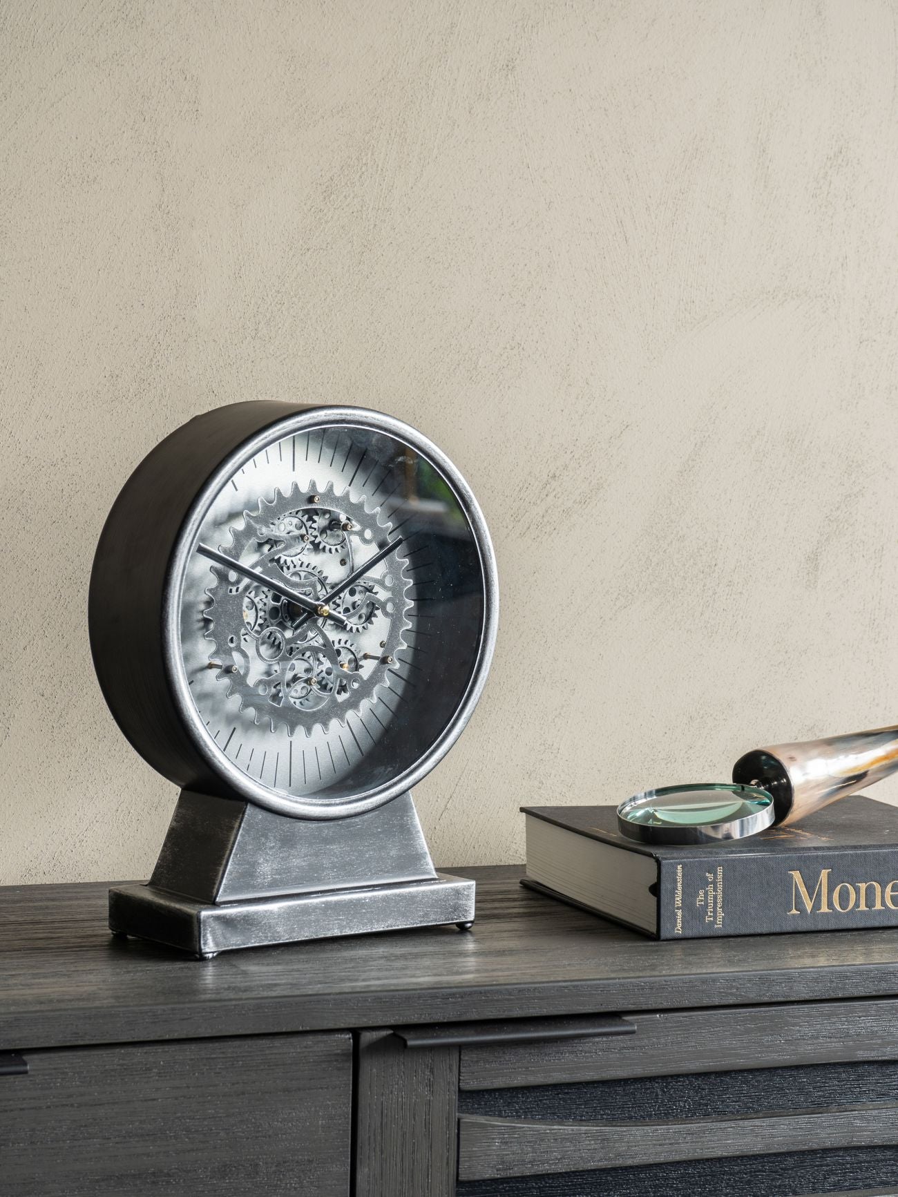 Palladium Antique Silver Moving Dials Mantel Clock