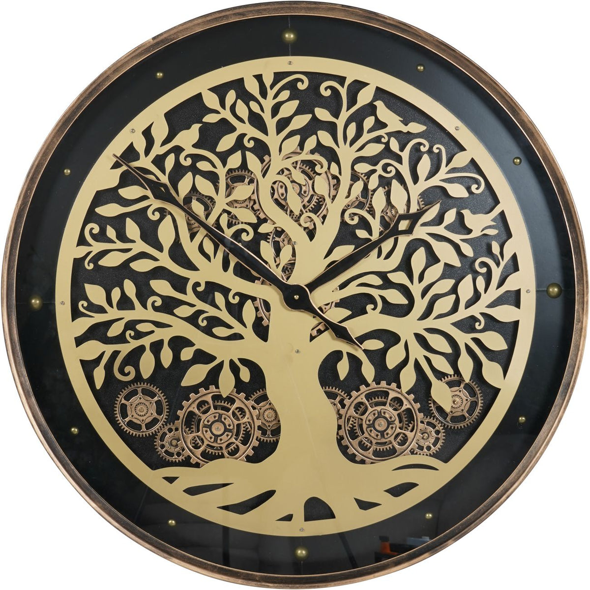 Viking Tree Black & Gold Moving Dials Wall Clock Large