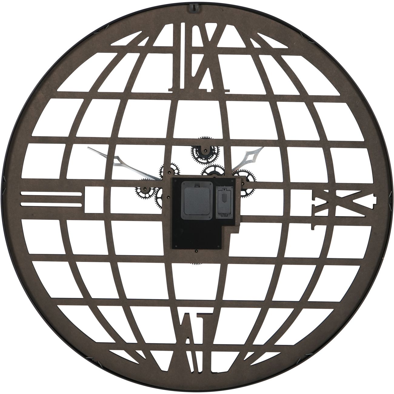 Open Globe with Roman Numerals Wall Clock Large