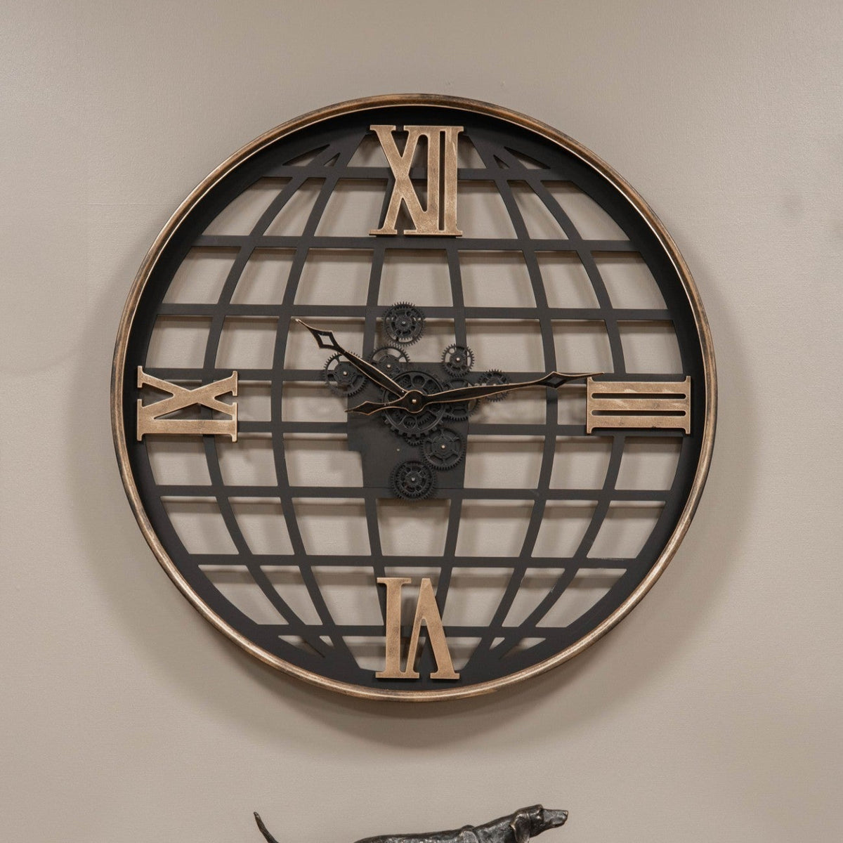 Open Globe with Roman Numerals Wall Clock Large