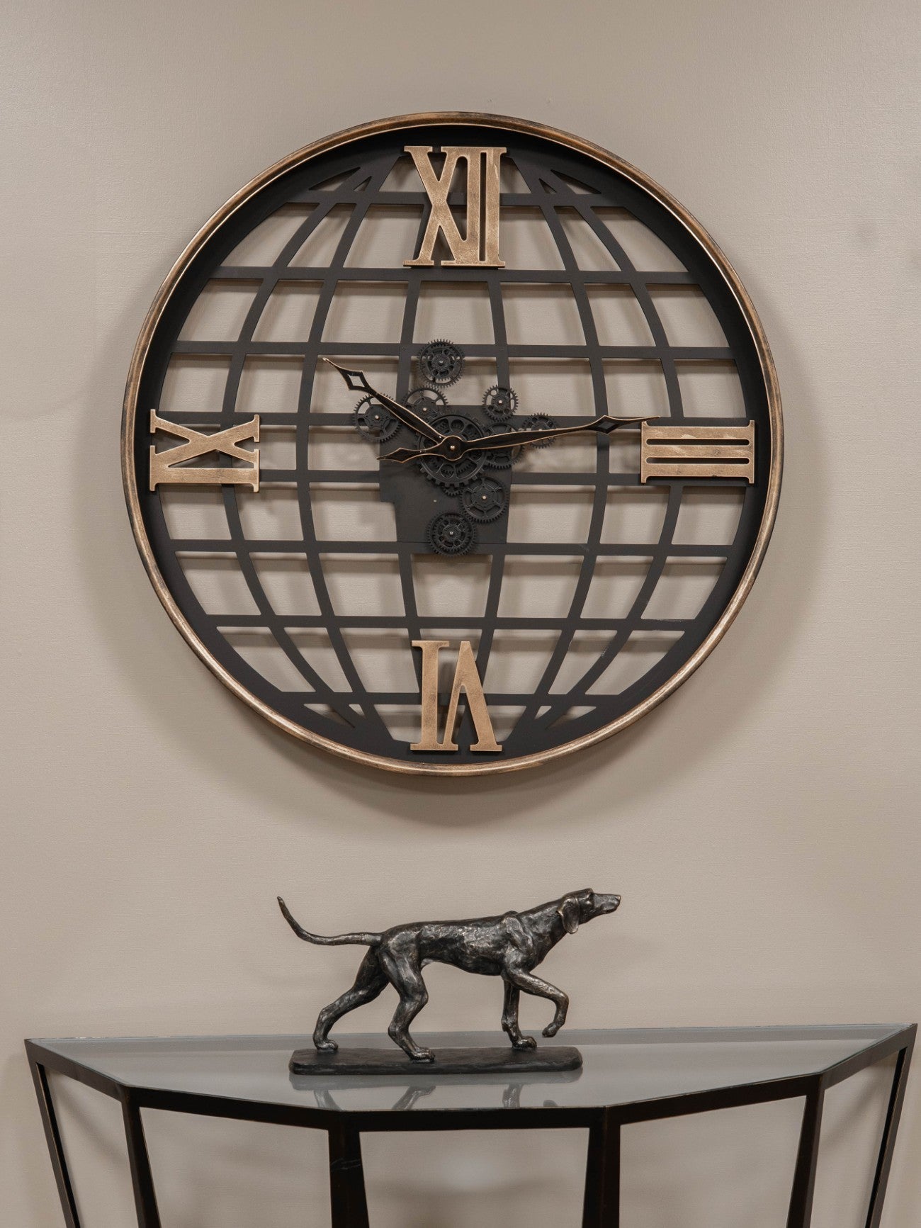 Open Globe with Roman Numerals Wall Clock Large