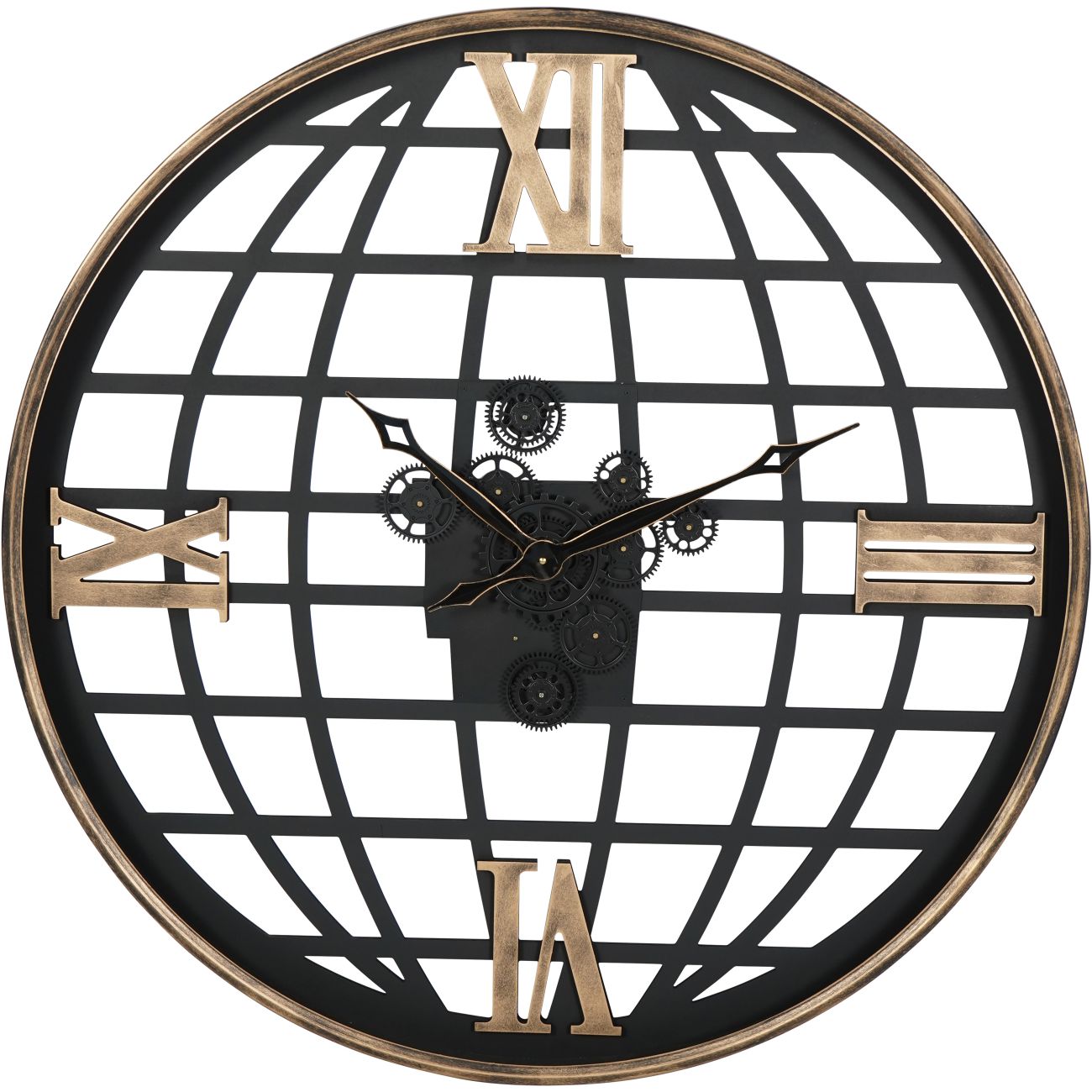 Open Globe with Roman Numerals Wall Clock Large
