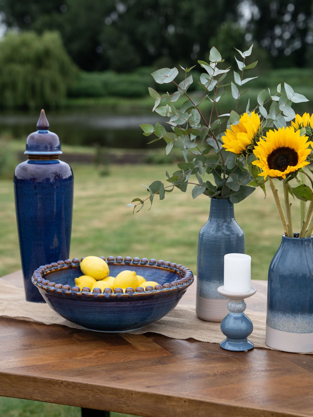 Mediterranean Reactive Glaze Ceramic Blue Bowl