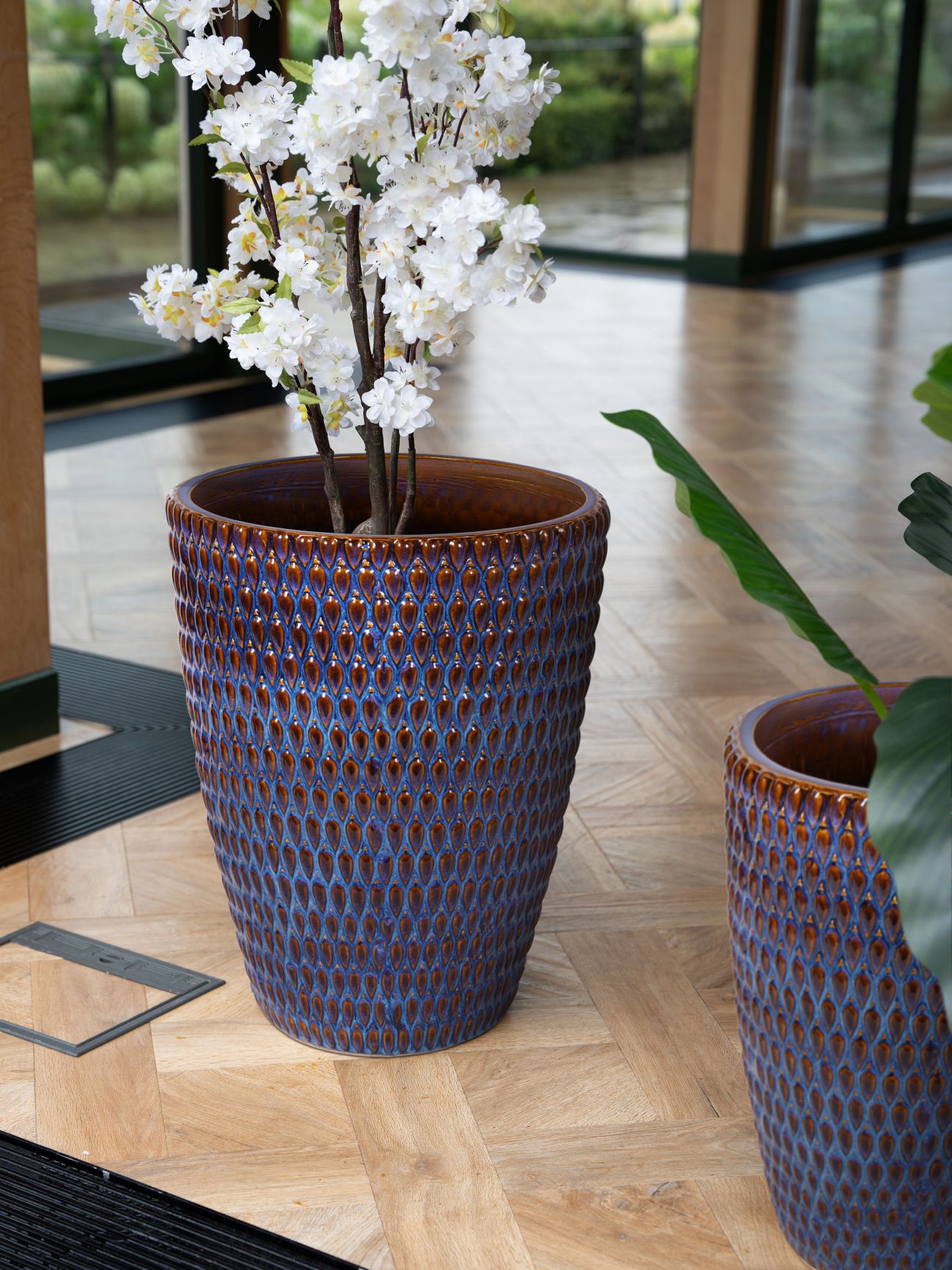 Mediterranean Reactive Glaze Ceramic Planter Blue Planter Extra Large