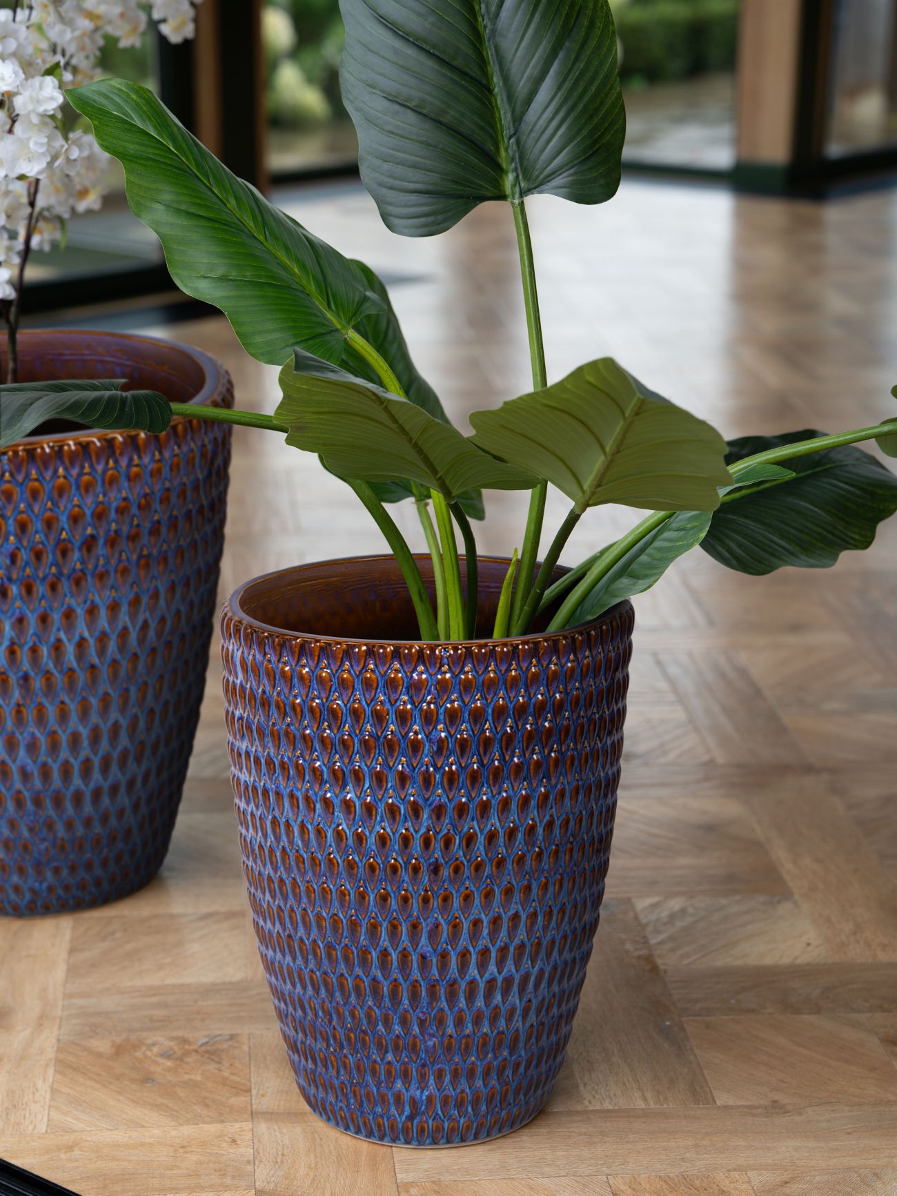 Mediterranean Reactive Glaze Ceramic Blue Planter