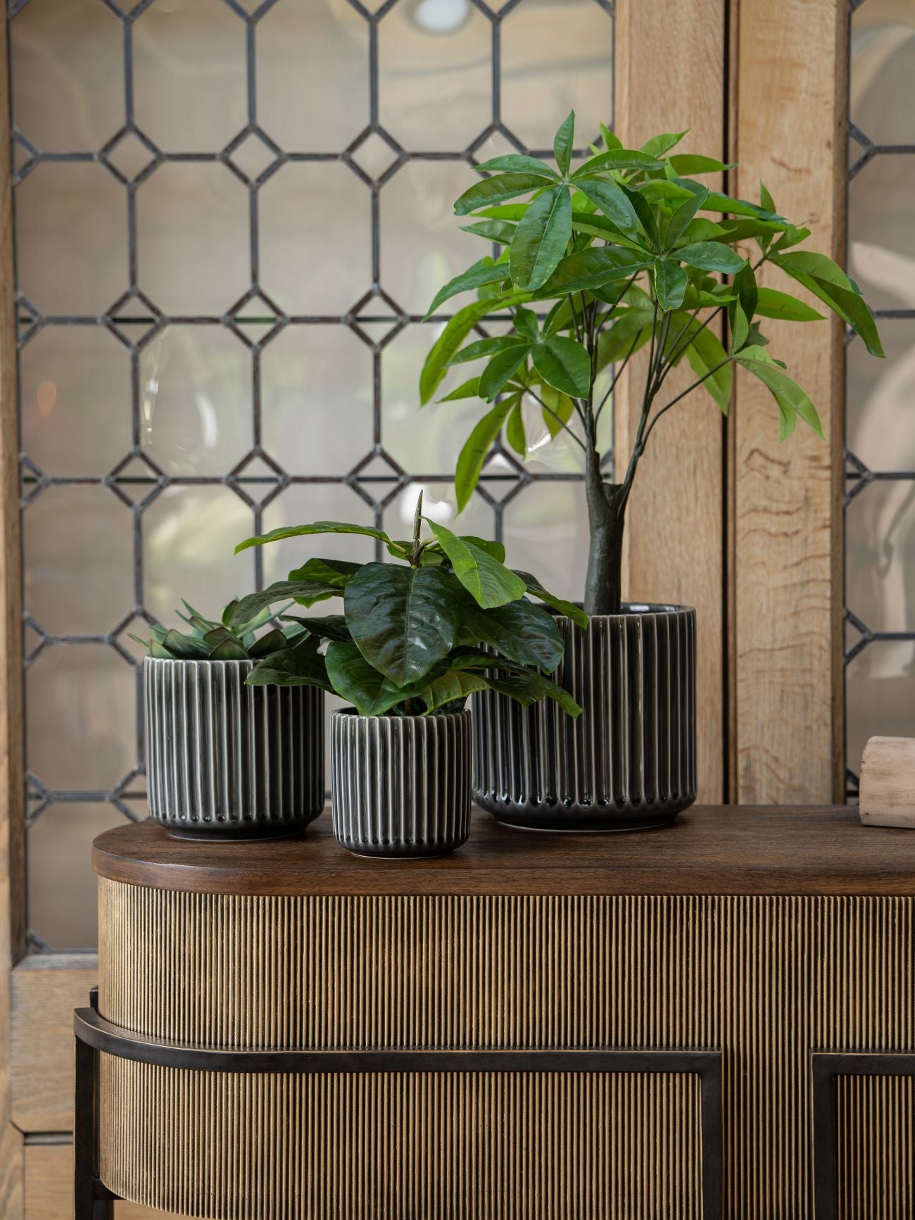 Set of 3 Medini Reactive Glaze Ceramic Black Planters