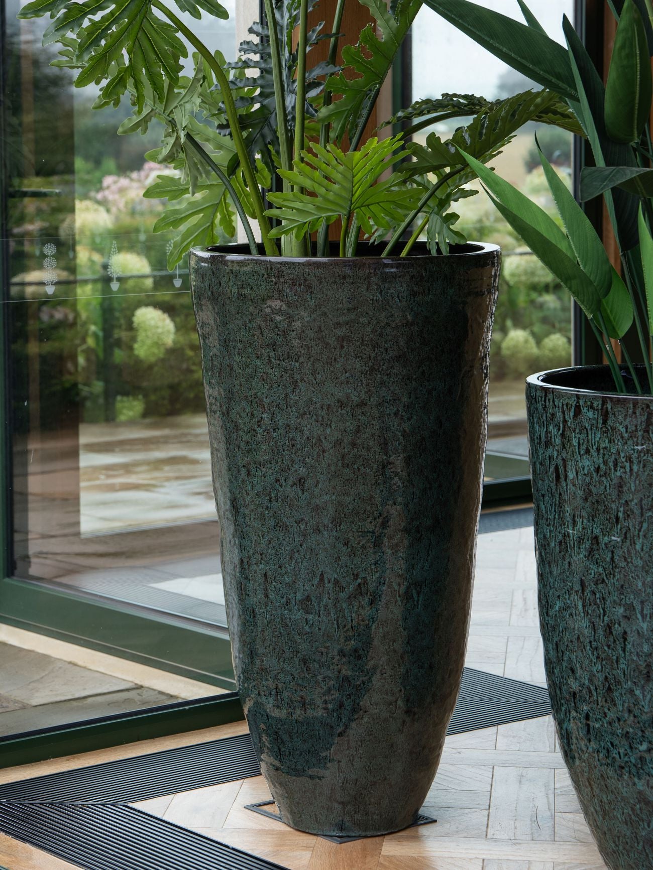 Mederno Reactive Glaze Ceramic Green Tall Planter 112cm XL