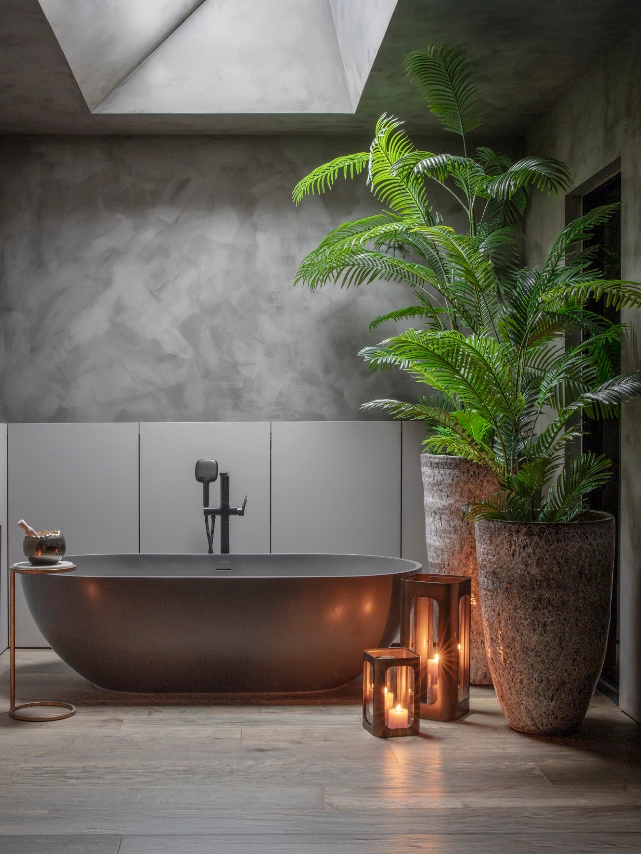 Mederno Reactive Glaze Ceramic Tall Taupe Planter 90cm Large