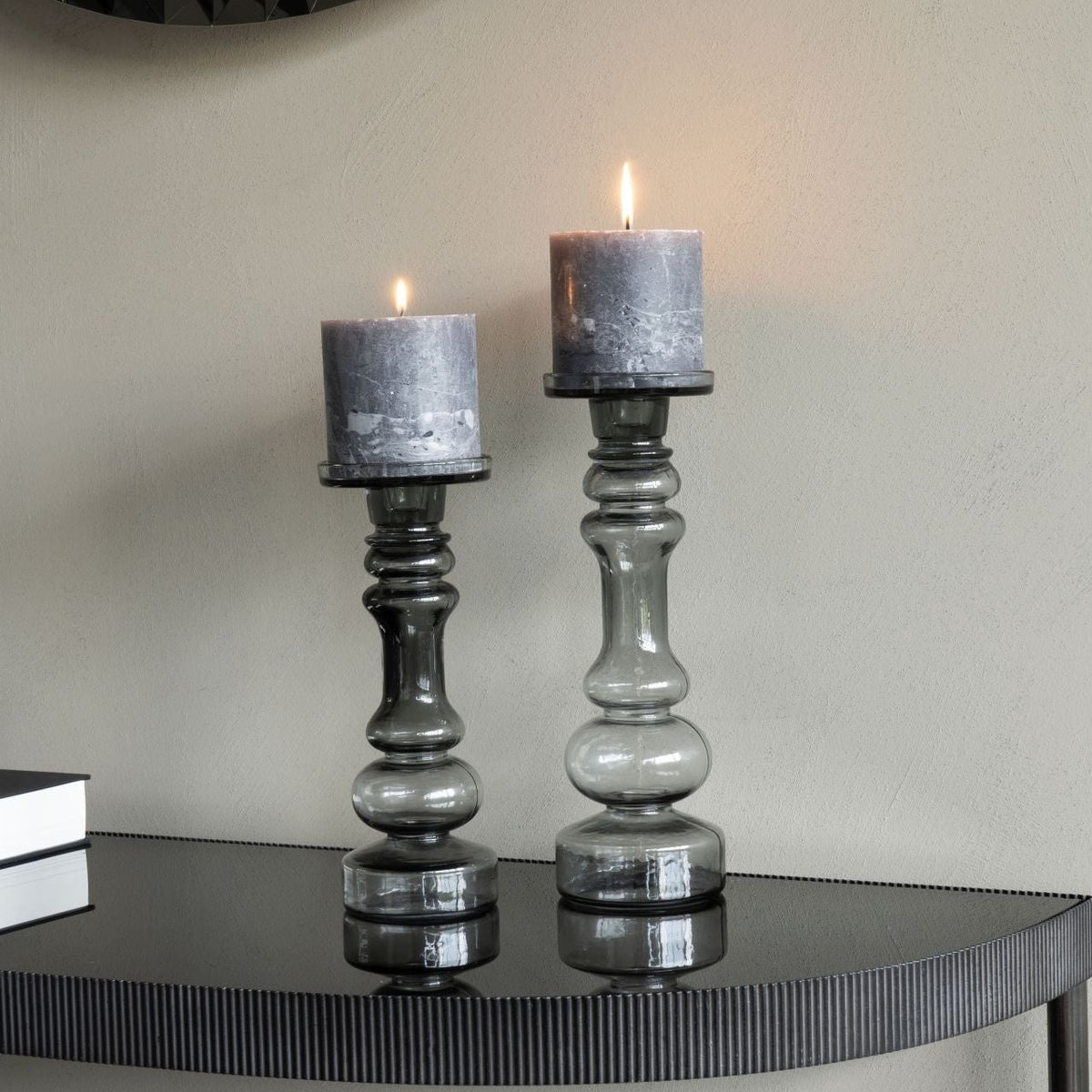 Vitrum Smoked Glass Candle Holder | Extra Large