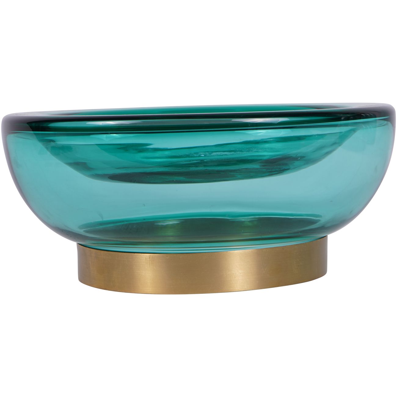 Jorum Collection Teal Glass Bowl with Brass Detail