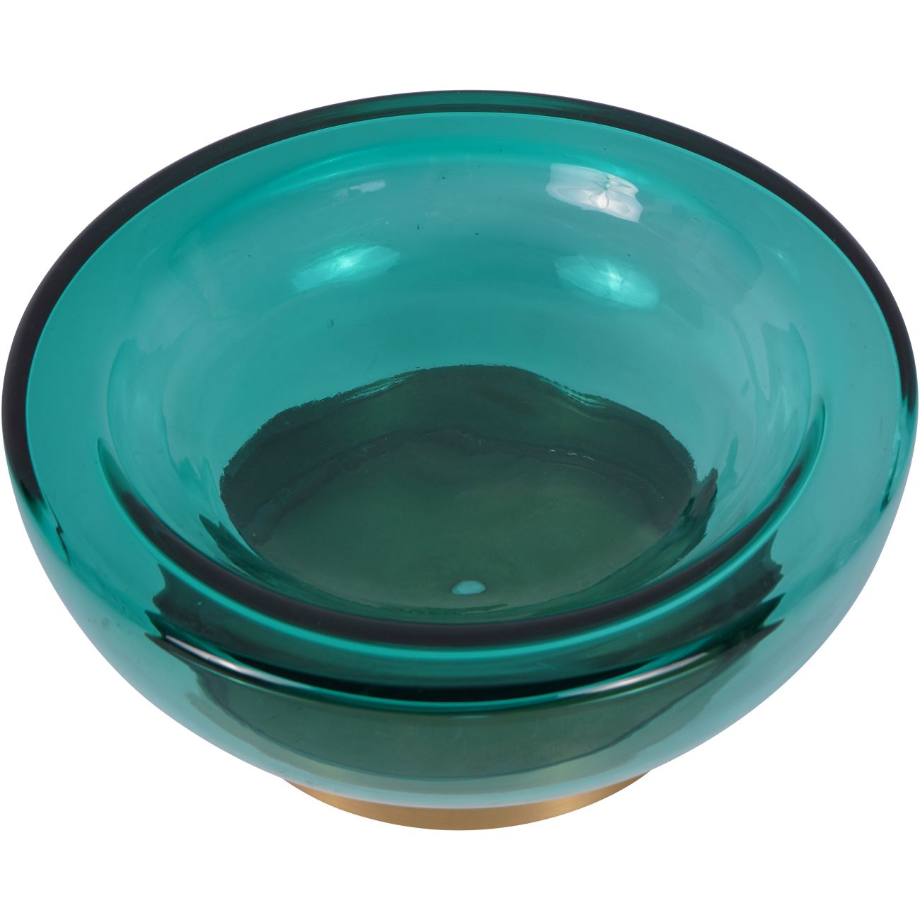Jorum Collection Teal Glass Bowl with Brass Detail
